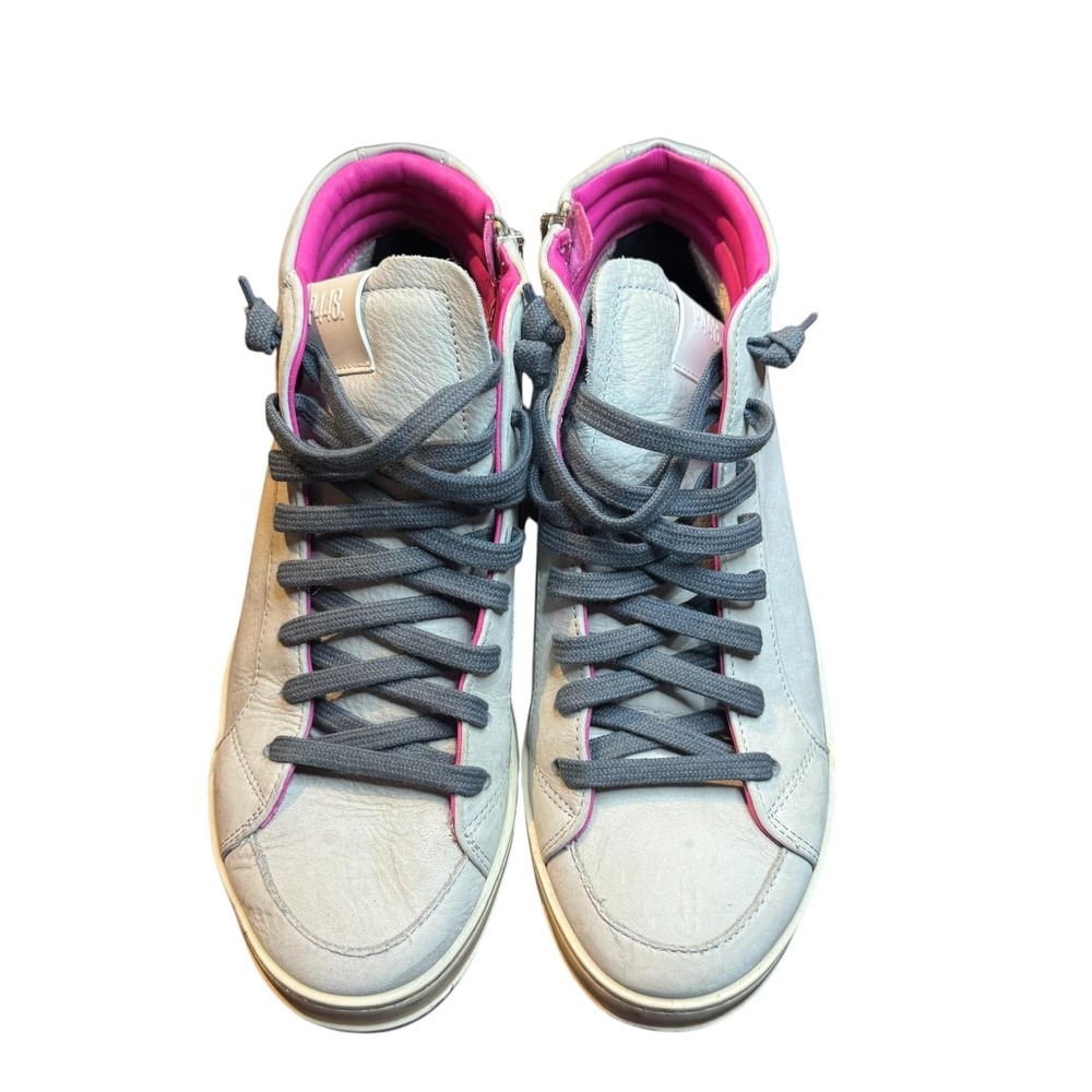 P448 Shoes Womens Size 7.5 Gray Leather High Top Zip Sneakers Casual Comfort